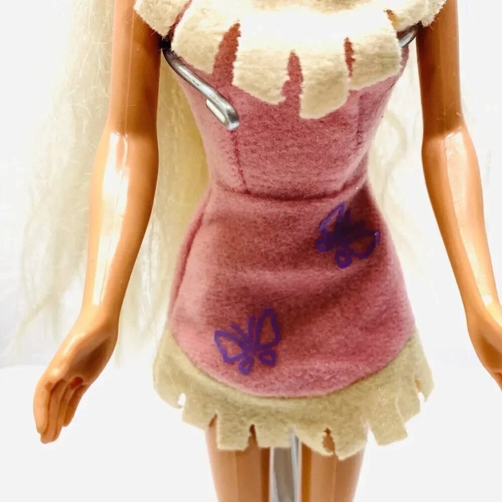 MATTEL BARBIE Doll Long Blond Hair Purple Eyes Pink Dress 12" Tall - Picture 5 of 11